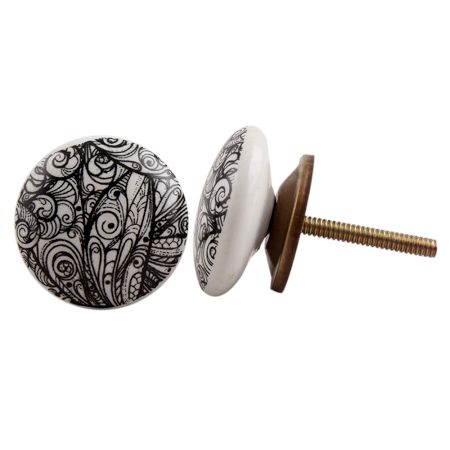 Black Leaf Ceramic Knob